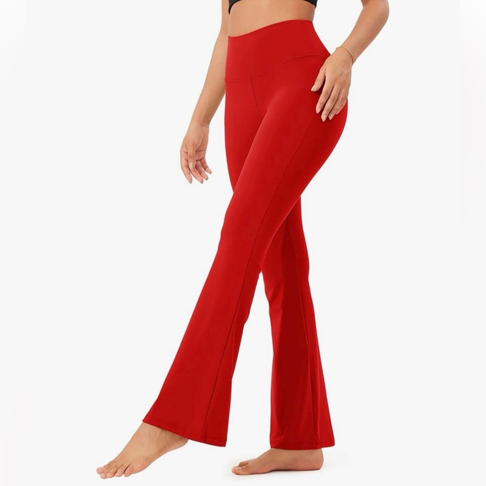 ODODOS Women's High Rise Bootcut Red Yoga Pant/ Bootleg Workout Pant. Size S